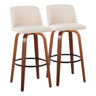 Toriano - 30" Faux Leather Fixed-Height Barstool (Set of 2) - Walnut & Chrome Base