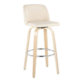 Toriano - 30" Fixed-Height Barstool (Set of 2) - Natural & Chrome Base