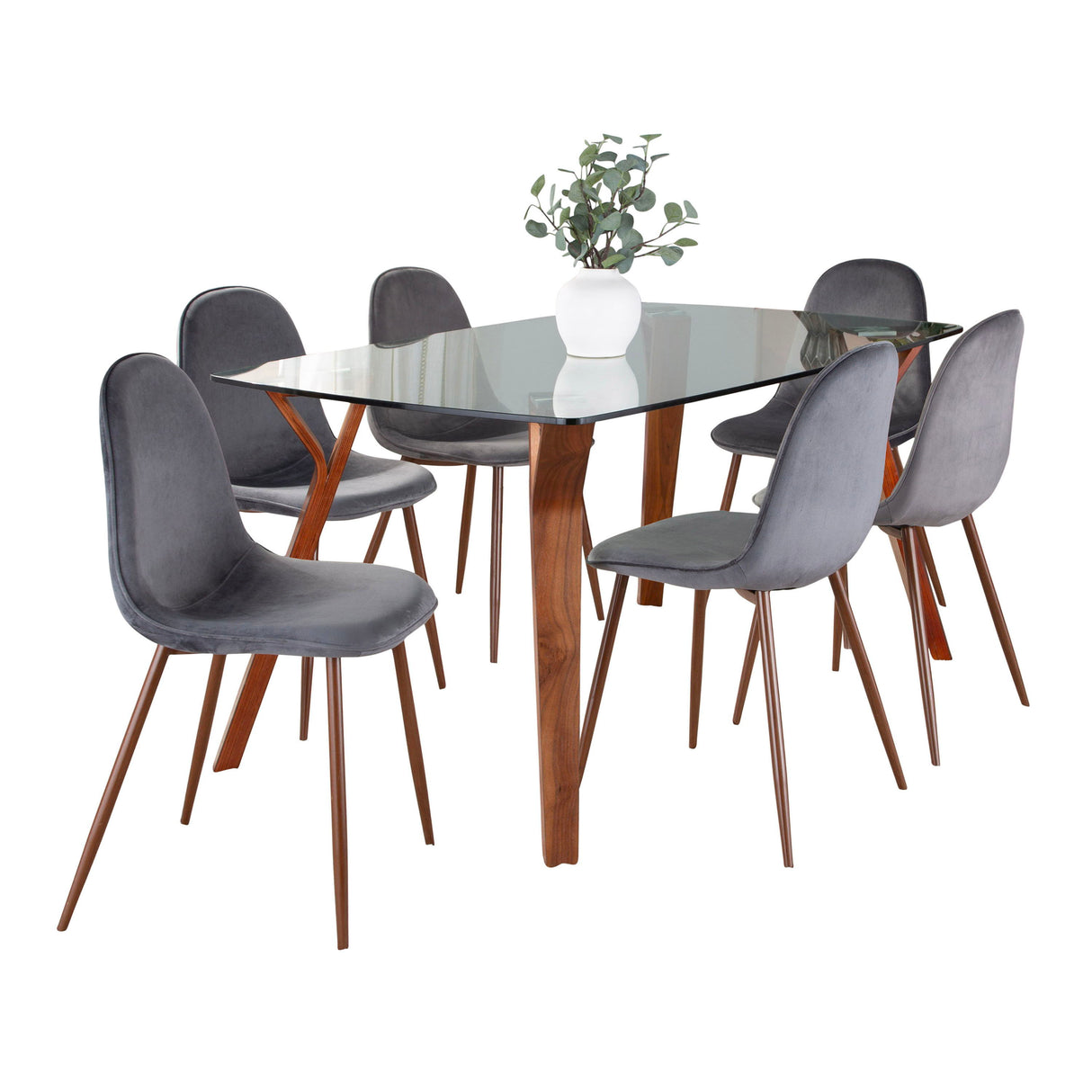 Folia Pebble - 7 Piece Mid-Century Modern Dining Set