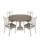 Tannen - Round 5 Piece Dining Table (Set of 5) - White And Gray