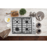 GE(R) 30" Built-In Gas Cooktop with Dishwasher-Safe Grates - (JGP3030SLSS)