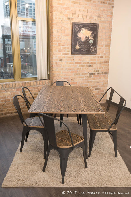 Fuji - Dining Table - Antique Metal With Walnut Wood Top