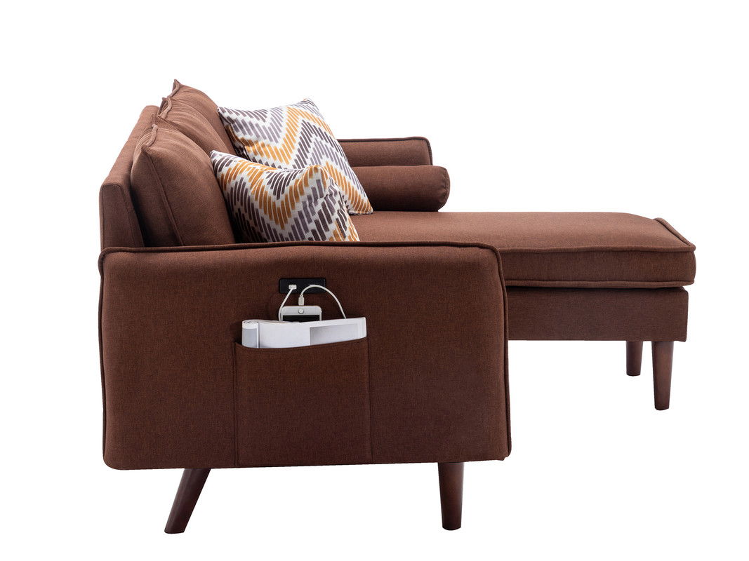 Mia - Sectional Sofa Chaise With USB Charger And Pillows