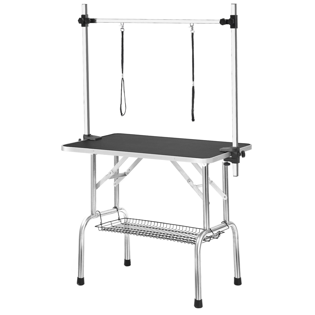 Professional Dog Pet Grooming Table Adjustable Heavy Duty Portable With Arm & Noose & Mesh Tray - Black