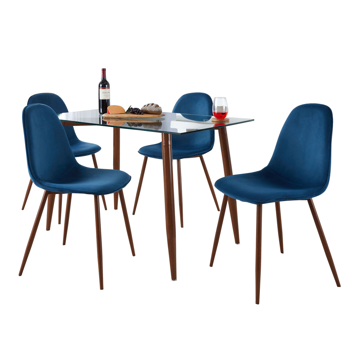 Clara Pebble - 5 Piece Mid Century Modern Elegant Dining Set