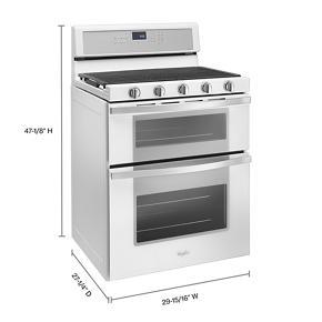 60 Cubic Feet Gas Double Oven Range With Ez-2-Lift Hinged Grates - White Ice