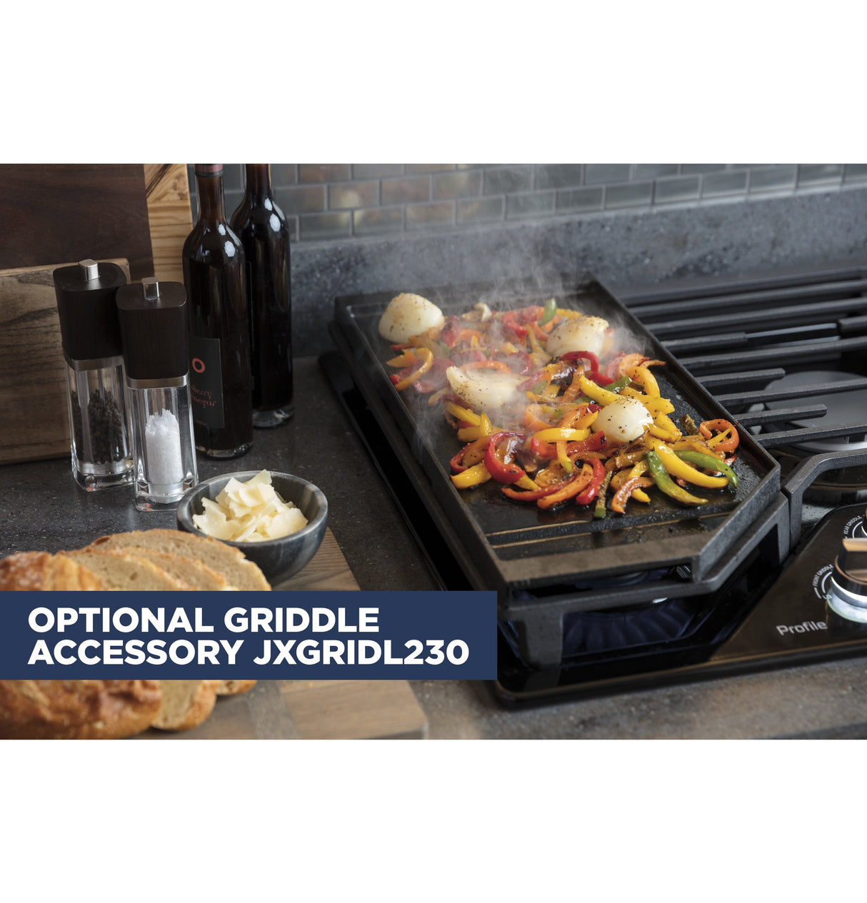 GE Profile(TM) 30" Built-In Gas Cooktop with 5 Burners and Optional Extra-Large Cast Iron Griddle - (PGP7030DLBB)