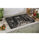 GE(R) 30" Built-In Gas Cooktop with 5 Burners and Dishwasher Safe Grates - (JGP5030SLSS)