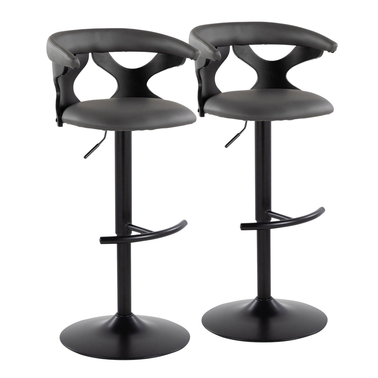 Gardenia - Adjustable Barstool (Set of 2) - Black And Gray