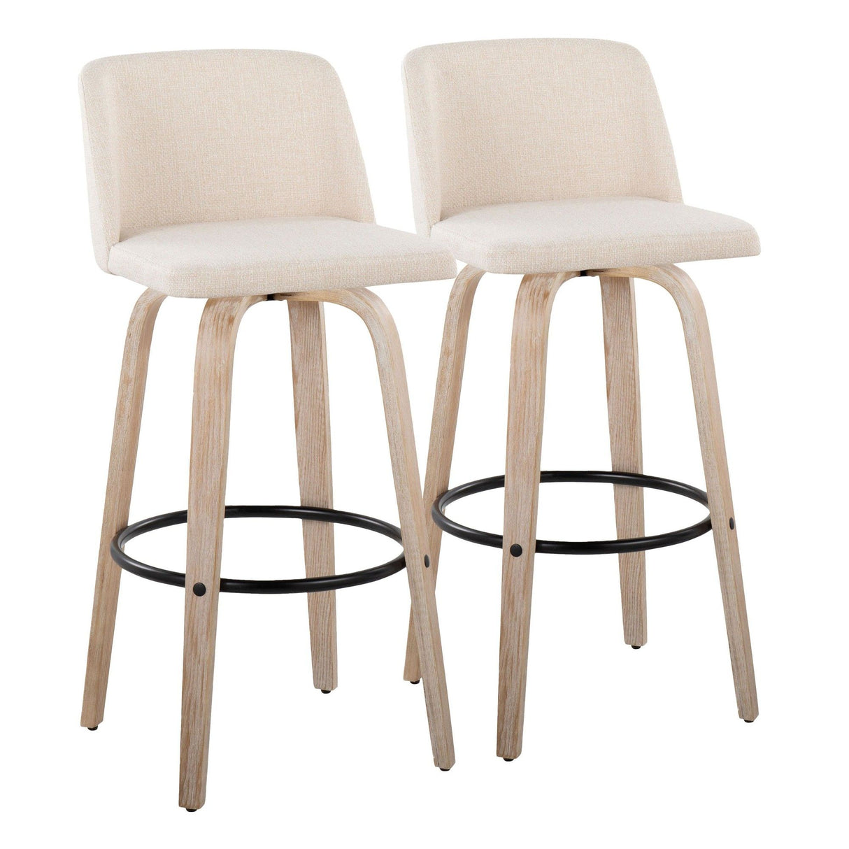 Toriano - 30" Fixed-Height Barstool (Set of 2) - Gray & Black Round Base