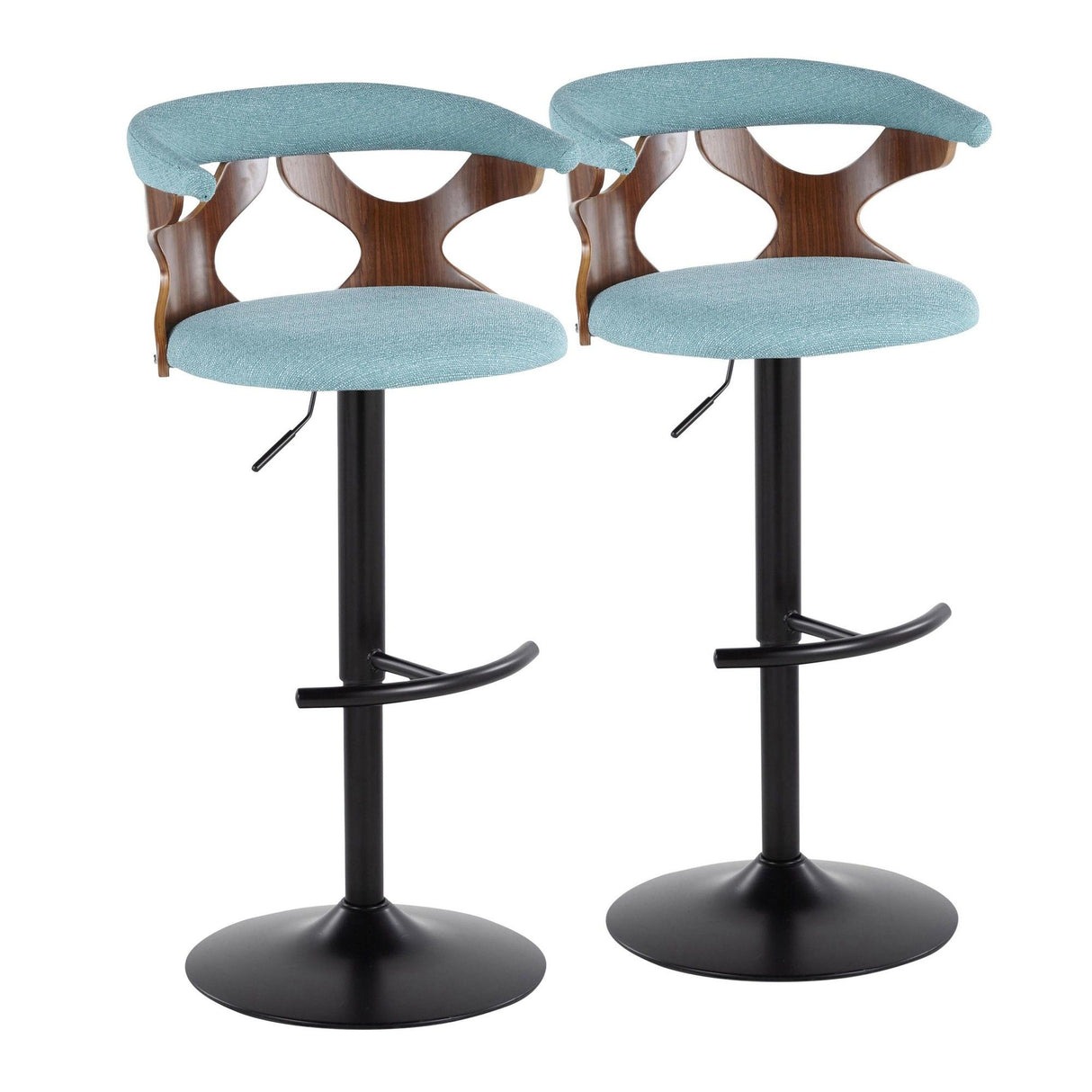 Gardenia - Adjustable Barstool (Set of 2) - Black Base And Walnut Backrest