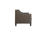 House - Beatrice Loveseat - Tan PU, Black PU & Charcoal Finish