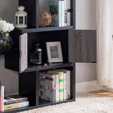 Two Toned Display Cabinet, Two Door Bookcase Six Shelves - Black / Distressed Gray