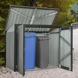 Garbage Bin Shed Stores 2 Trash Cans Metal Outdoor Bin Shed For Garbage Storage