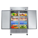 54" Commercial Refrigerator 49 Cu.Ft With 2 Solid Door Reach-In Refrigerators Stainless Steel Etl Approved Upright Fridge Storage - Silver