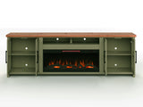 Vineyard - 97" Fireplace TV Stand Console For TVs Up To 100" - Sage Green And Fruitwood Finish