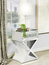 Hazel - 1-Drawer Mirrored Accent Side Table - Silver