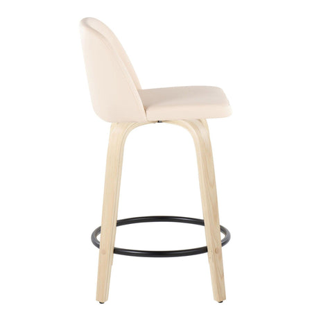 Toriano - 24" Fixed-height Counter Stool (Set of 2) - Cream, Black And Natural