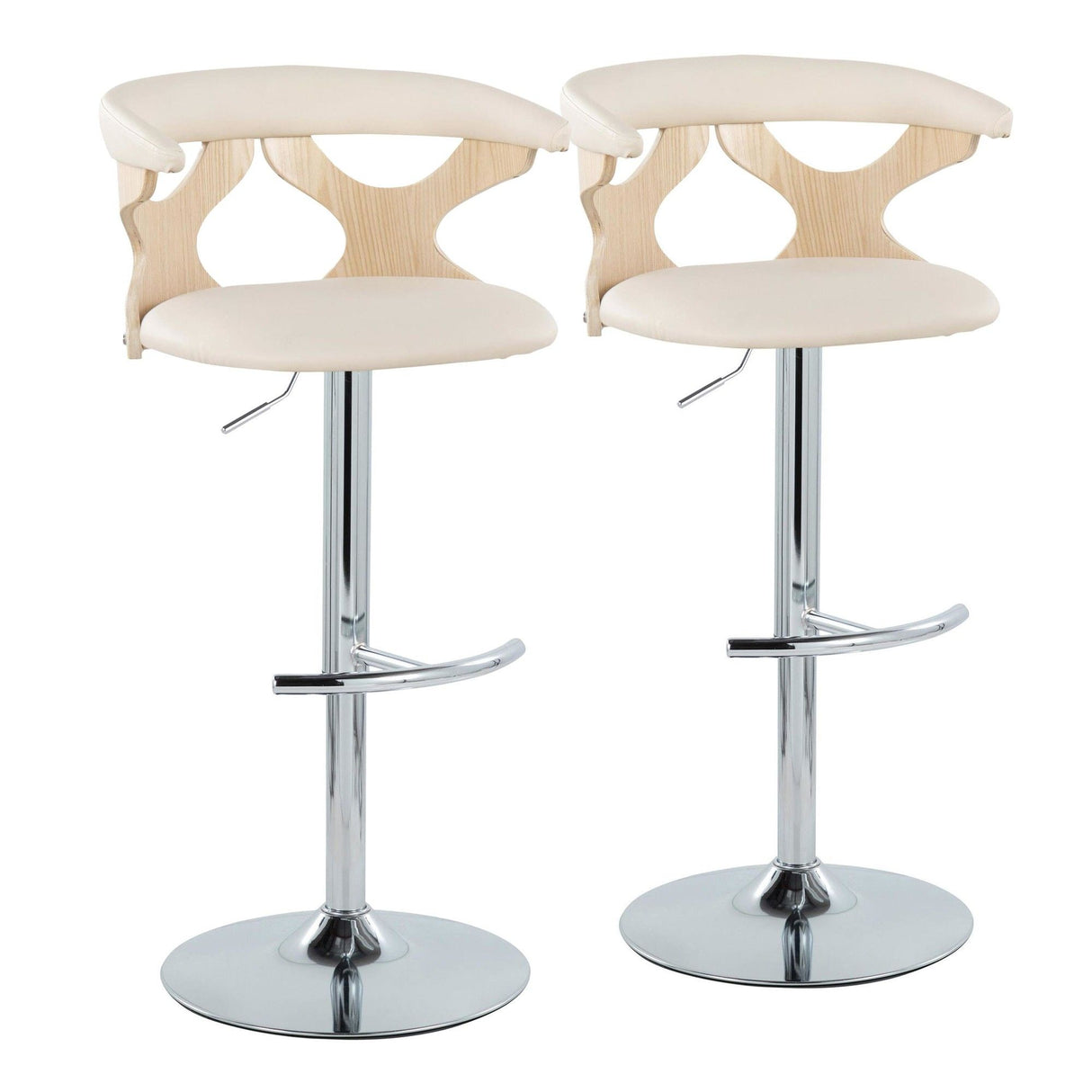 Gardenia - Adjustable Barstool (Set of 2) - Beige And Natural