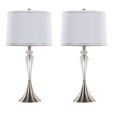 Ashland - 28" Crystal Table Lamp - Clear Crystal, Brushed Nickel And White Linen Shade With Silver Trim from Grandview Gallery (Set of 2)