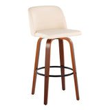 Toriano - 30" Faux Leather Fixed-height Barstool (Set of 2) - Beige