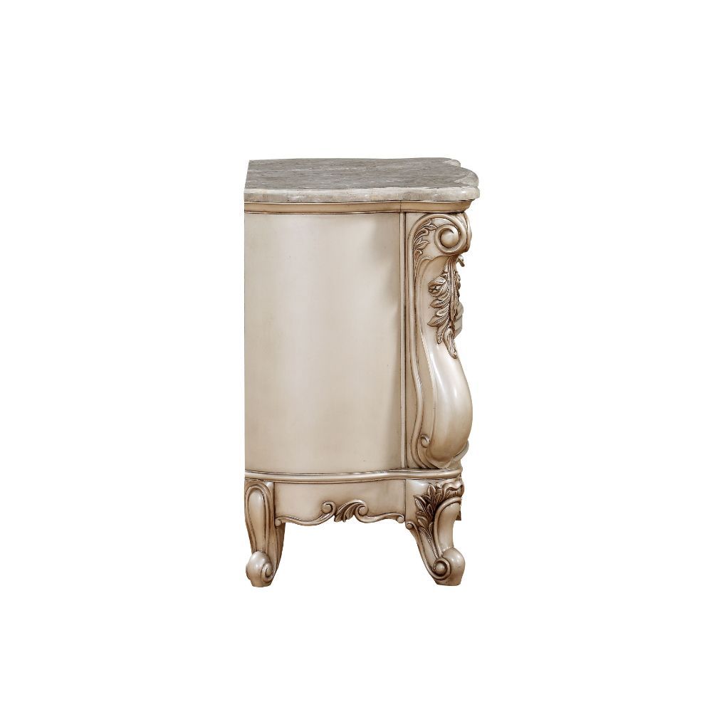 Gorsedd - Nightstand - Marble & Antique White