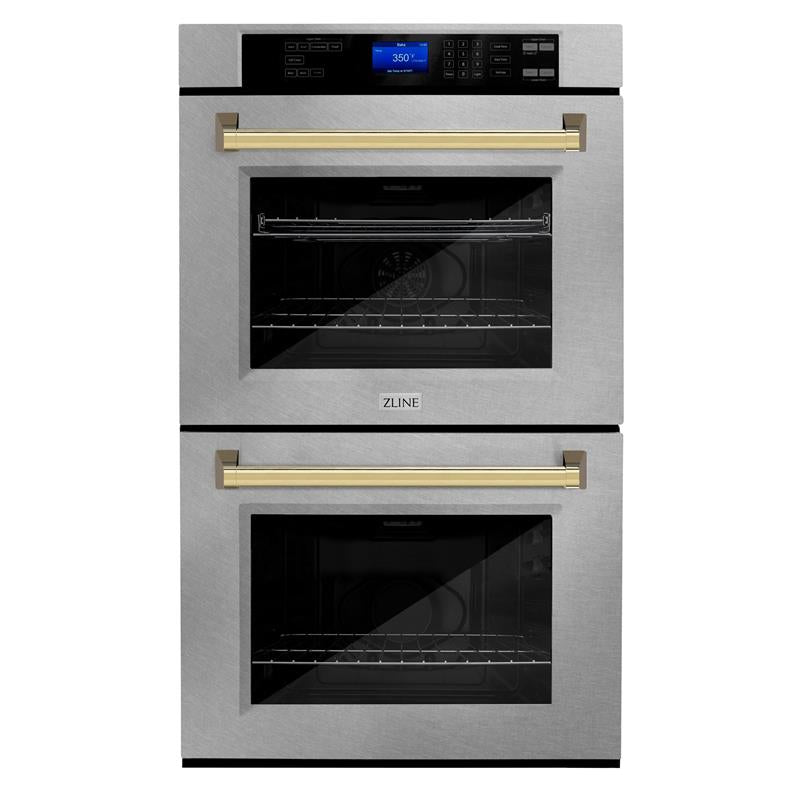 ZLINE 30" Autograph Edition Double Wall Oven with Self Clean and True Convection in DuraSnow Stainless Steel (AWDSZ-30) [Color: Gold] - (AWDSZ30G)