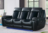 Clark - Blanche / Velvet Power Reclining Sofa With LED - Black