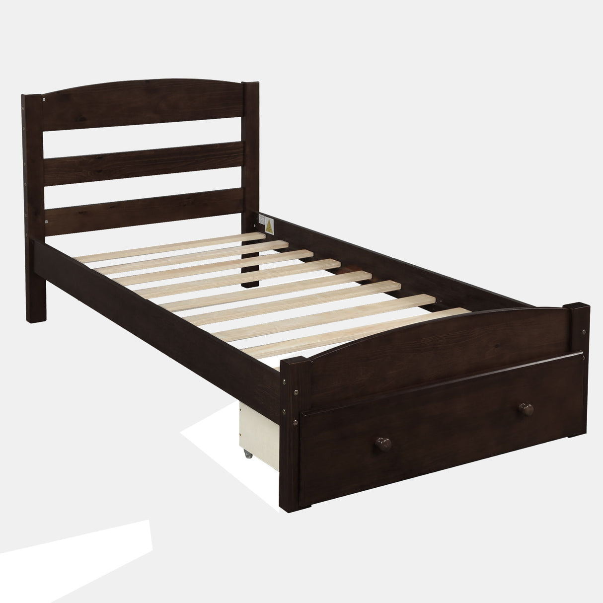 Platform Bed Frame With Storage Drawer And Wood Slat Support No Box Spring Needed