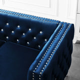 Modern Sofa Jeweled Buttons Tufted Square Arm Couch, 2 Pillows Included