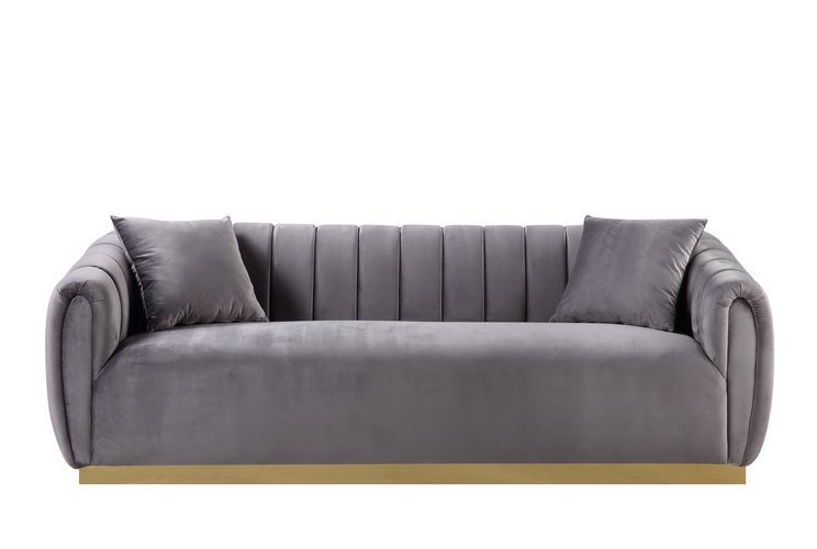 Elchanon - Sofa - Gray Velvet & Gold Finish