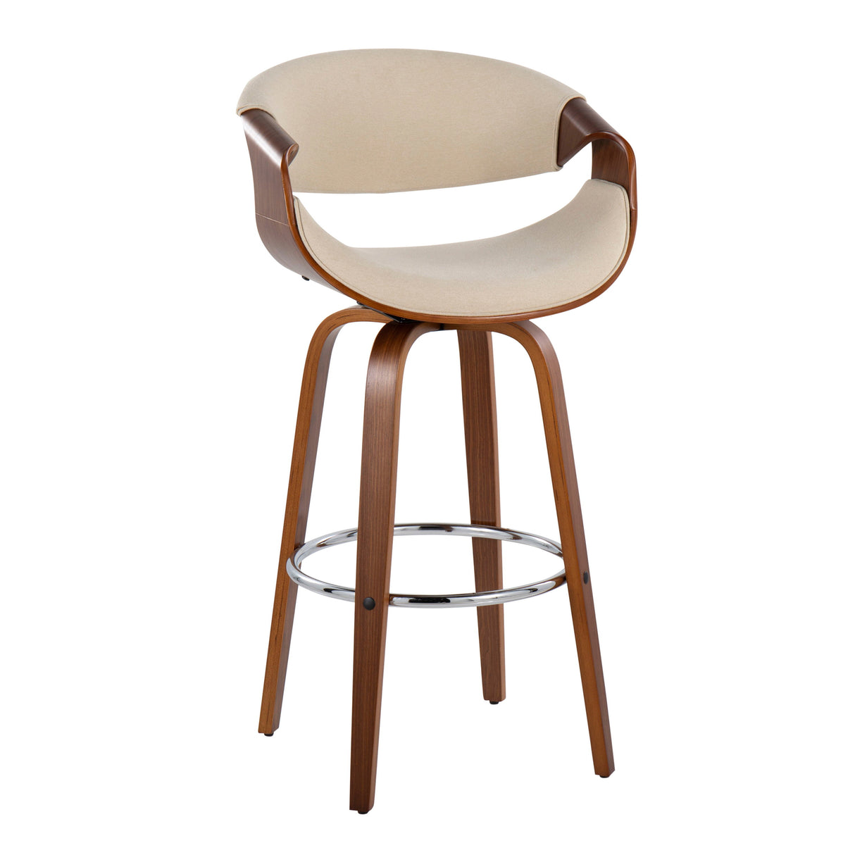 Curvini Mid - Century Modern Fixed Height Barstool With Swivel (Set of 2)