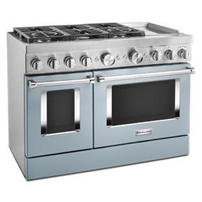 KitchenAid 48'' Smart Commercial-Style Dual Fuel Range With Griddle - Misty Blue