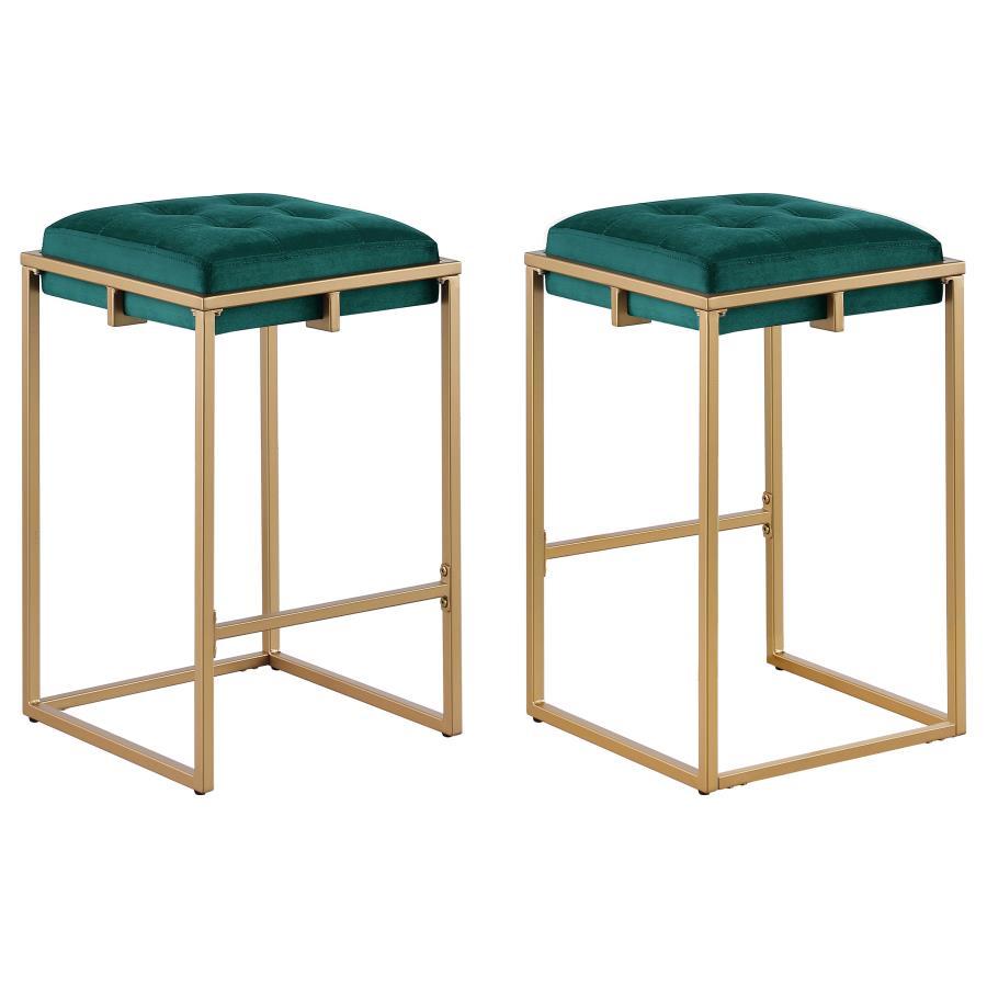 Nadia - Upholstered Backless Counter Stool (Set of 2) - Hunter Green