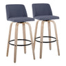 Toriano - 30" Fixed-Height Barstool (Set of 2) - Gray & Black Round Base