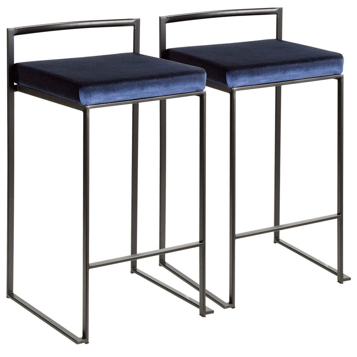 Fuji - Stackable Counter Stool With Cushion - Black Metal