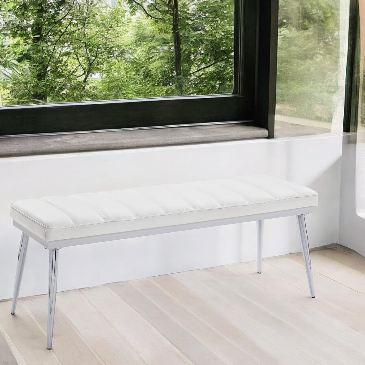 Weizor - Synthetic Leather Bench - White