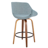 Fabrico - Mid Century Modern Fixed Height Counter Stool And Round Footrest (Set of 2)