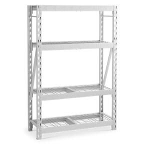 48" Wide Heavy Duty Rack With Four 18" Deep Shelves - Hammered White