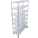 7 Tier Metal Shelf Wire Shelving Unit, 2450Lbs Heavy Duty Adjustable Storage Rack With Wheels & Shelf Liners For Closet Kitchen Garage Basement Commercial Shelving