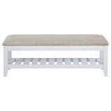 Bexhill - Upholstered Rectangular Bench with Shelf - White