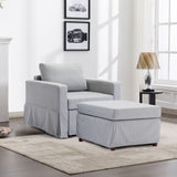 Single Seat Module Sofa Sectional Couch With Armrest With 1 Ottoman, Cushion Covers Non-Removable And Non-Washable