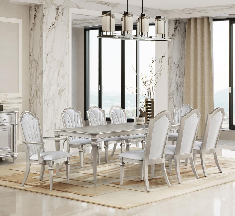 Evangeline - 9 Piece Extension Leaf Dining Set - Silver Oak