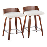 Maya - 24" Fixed-Height Counter Stool (Set of 2) - Walnut & Silver Frame