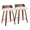 Maya - 24" Fixed-Height Counter Stool (Set of 2) - Walnut & Silver Frame