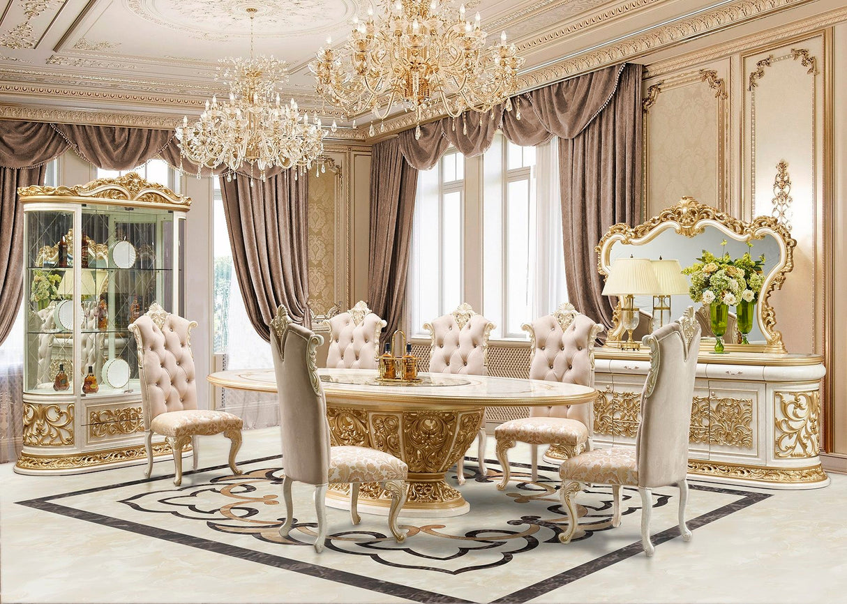 HD-903 - Dining Table - Ivory / Gold