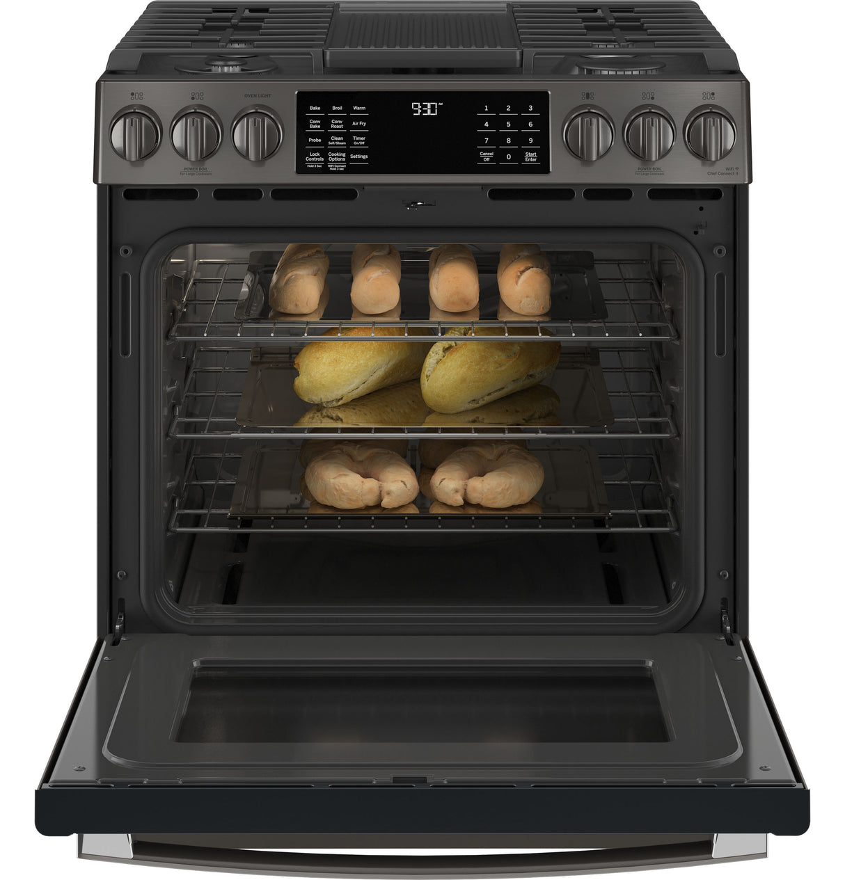 GE Profile(TM) 30" Smart Slide-In Front-Control Gas Range with No Preheat Air Fry - (PGS930BPTS)