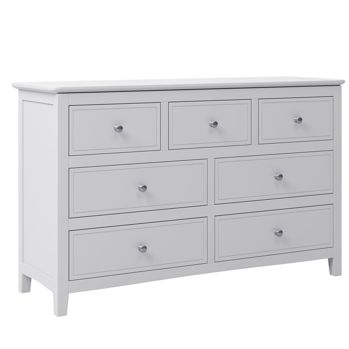 7 Drawers Solid Wood Dresser - White