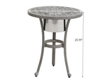 21" Cast Aluminum Round Table With Ice Bucket