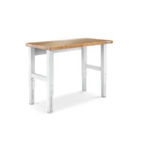 4' Adjustable Height Hardwood Workbench - Hammered White